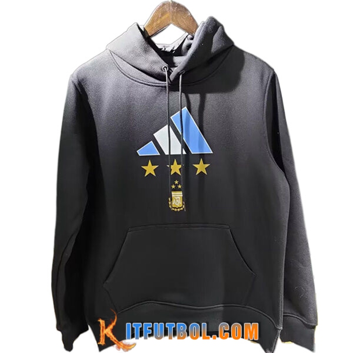 Sudadera De Entrenamiento Capucha Argentina 3 Stars (MESSI #10) Negro 2022/2023