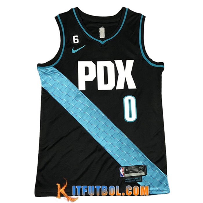 Camisetas Detroit Portland Trail Blazers (LILLARD #0) 2022/23 Negro