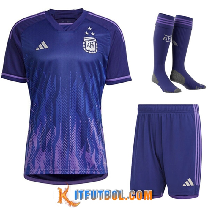 Camisetas De Futbol Argentina 3 Stars Segunda (Cortos + Calcetines) 2022/2023