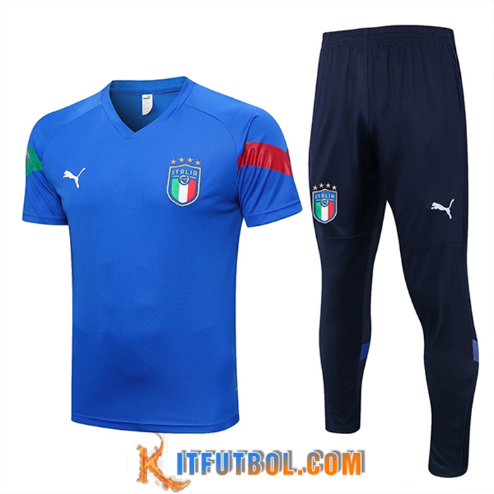 Camiseta Entrenamiento + Cortos Italia Azul 2023/2023