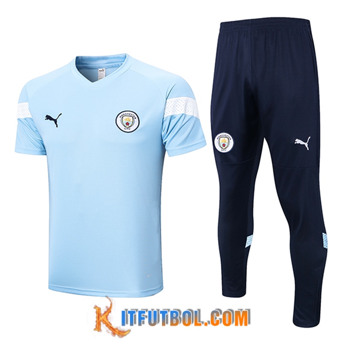 Camiseta Entrenamiento + Cortos Manchester City Azul Claro 2023/2023