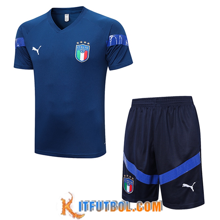 Camiseta Entrenamiento + Cortos Italia Azul marino 2023/2023