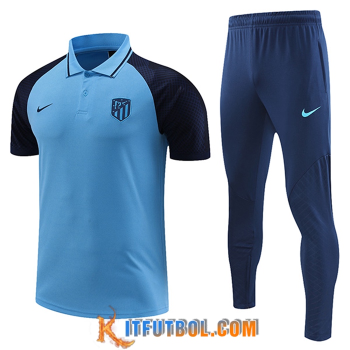 Camiseta Polo Atletico Madrid Azul Claro 2023/2023