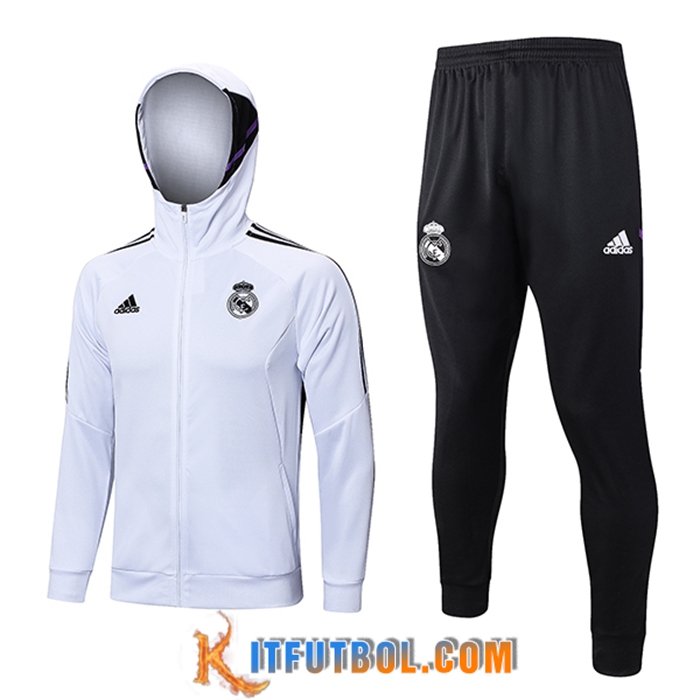 Chaqueta Con Capucha Chandal Rompevientos Chaqueta Real Madrid Blanco 2023/2023