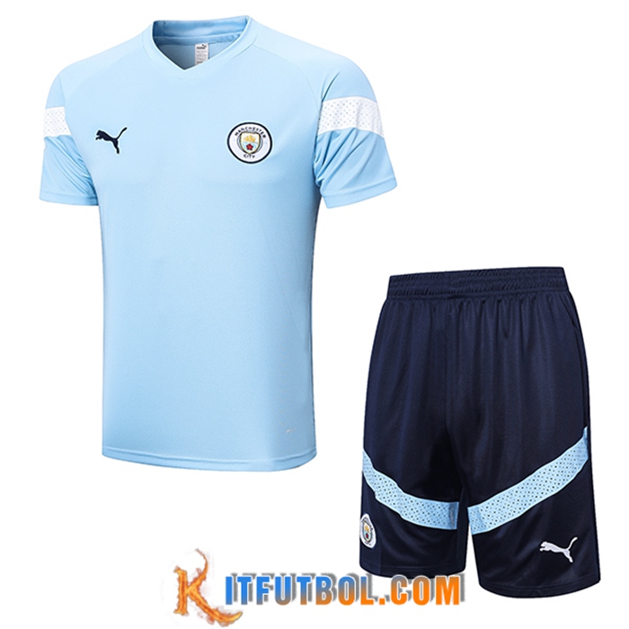 Camiseta Entrenamiento + Cortos Manchester City Azul Claro 2022/2023