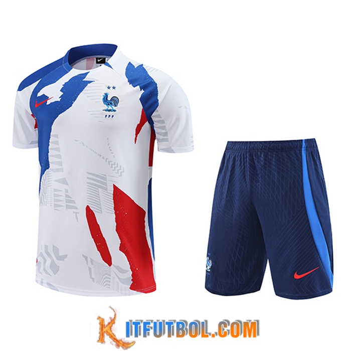 Camiseta Entrenamiento + Cortos Francia Blanco/Rojo/Azul 2023/2024