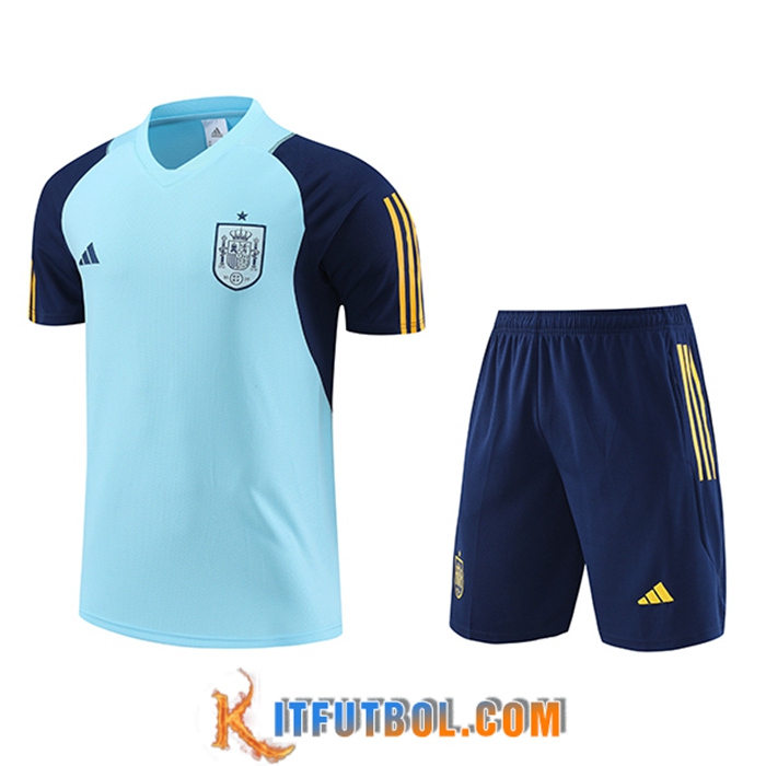Camiseta Entrenamiento + Cortos España Azul Claro 2023/2024