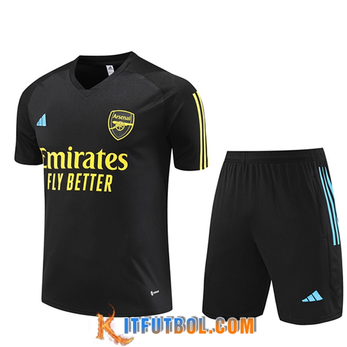 Camiseta Entrenamiento + Cortos Arsenal Negro 2023/2024