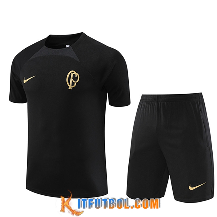 Camiseta Entrenamiento + Cortos Corinthians Negro 2023/2024