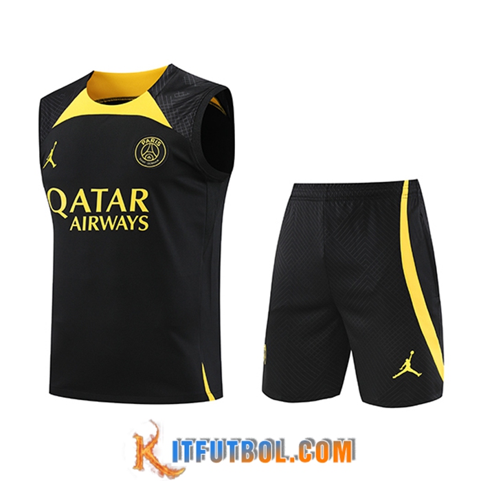 Camiseta Entrenamiento sin mangas + Cortos PSG Jordan Negro 2023/2024