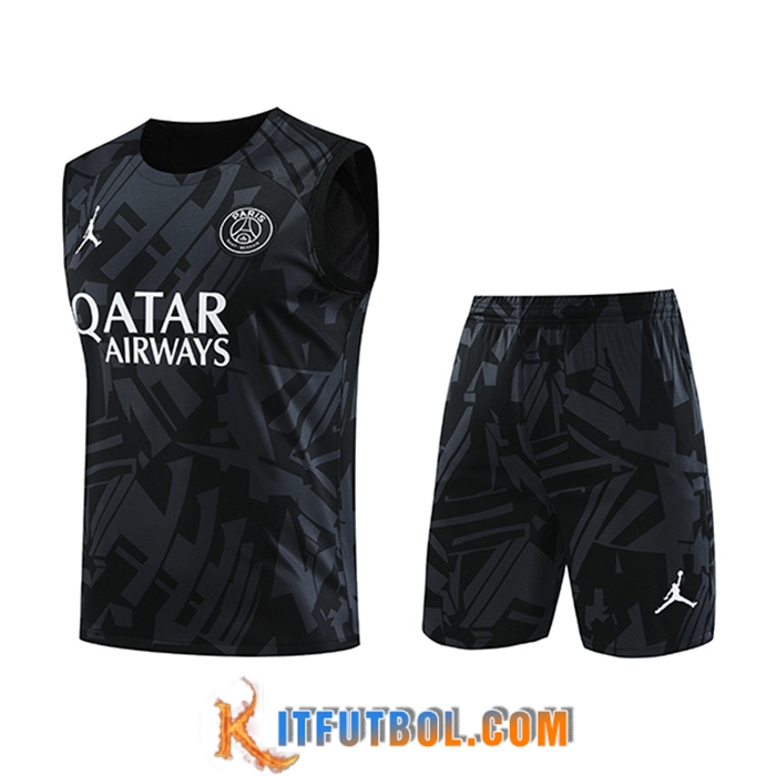 Camiseta Entrenamiento sin mangas + Cortos PSG Jordan Negro 2023/2024