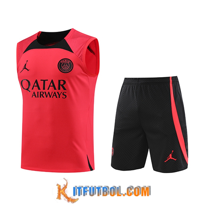 Camiseta Entrenamiento sin mangas + Cortos PSG Jordan Rojo 2023/2024