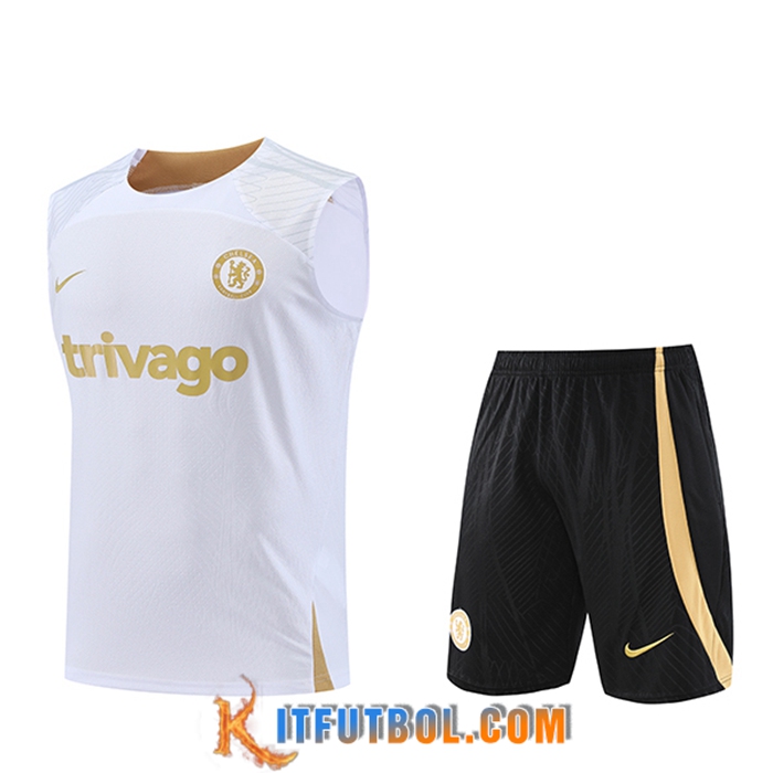 Camiseta Entrenamiento sin mangas + Cortos FC Chelsea Blanco 2023/2024