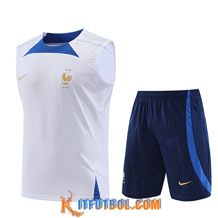 Camiseta Entrenamiento sin mangas + Cortos Francia Blanco 2023/2024