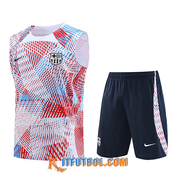 Camiseta Entrenamiento sin mangas + Cortos FC Barcelona Rojo/Azul 2023/2024