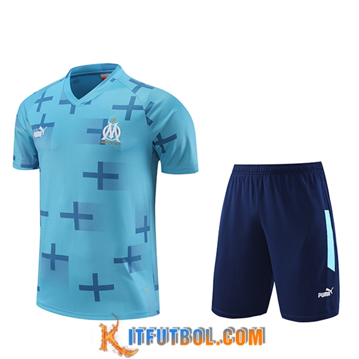 Camiseta Entrenamiento + Cortos Marsella Azul Claro 2023/2024