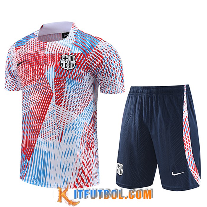 Camiseta Entrenamiento + Cortos FC Barcelona Rojo/Azul/Blanco 2023/2024