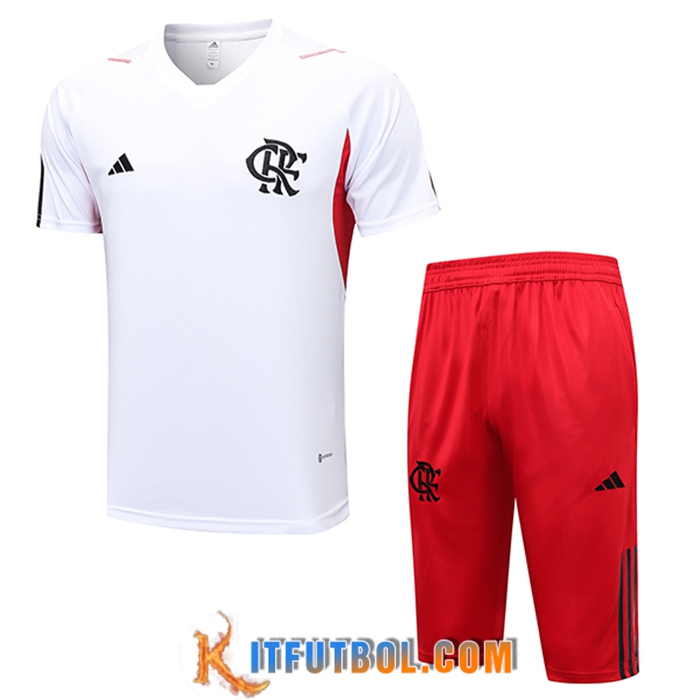 Camiseta Entrenamiento + Cortos Flamengo Blanco 2023/2024