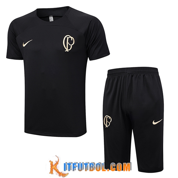 Camiseta Entrenamiento + Cortos Corinthians Negro 2023/2024