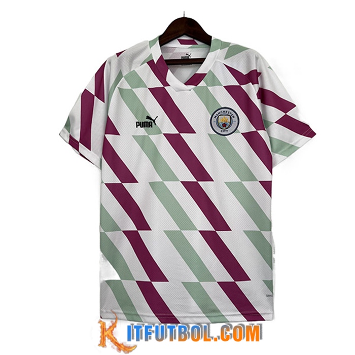 Camiseta Entrenamiento Manchester City Blanco/Violeta/Verde 2023/2024