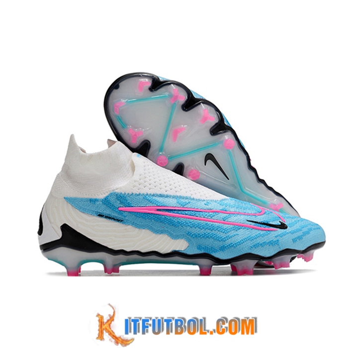 Nike Botas De Fútbol Phantom GX High Gang Elite DF FG Azul/Blanco