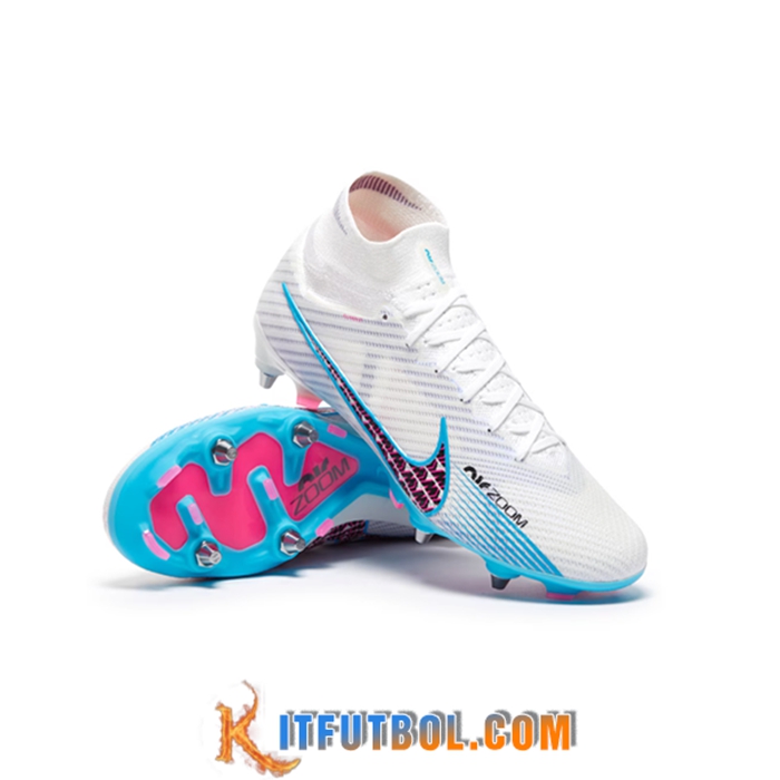 Nike Botas De Fútbol Air Zoom Mercurial Superfly IX Elite SG Blanco/Azul