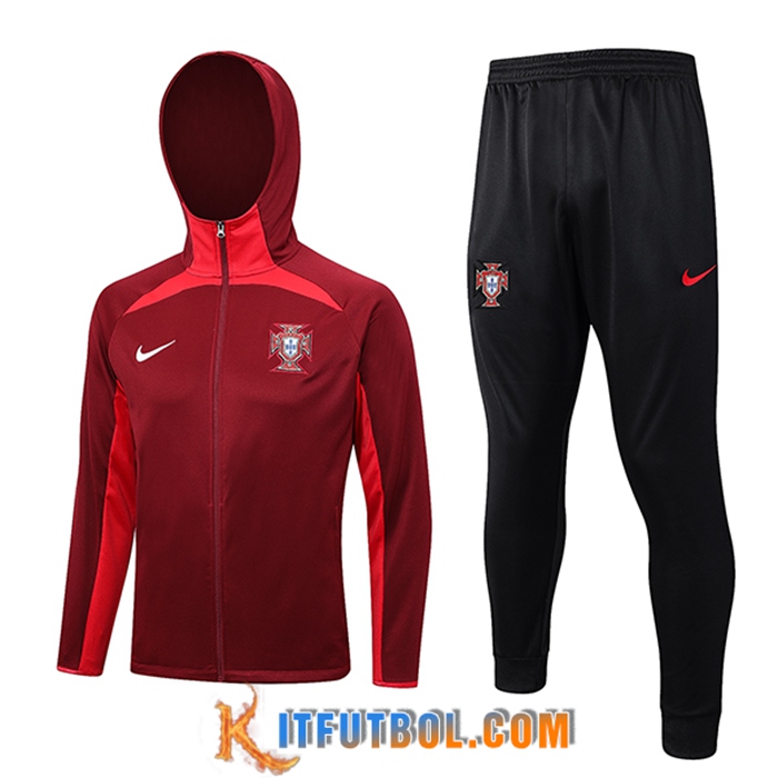 Chaqueta Con Capucha Chandal Rompevientos Chaqueta Portugal Rojo 2023/2024