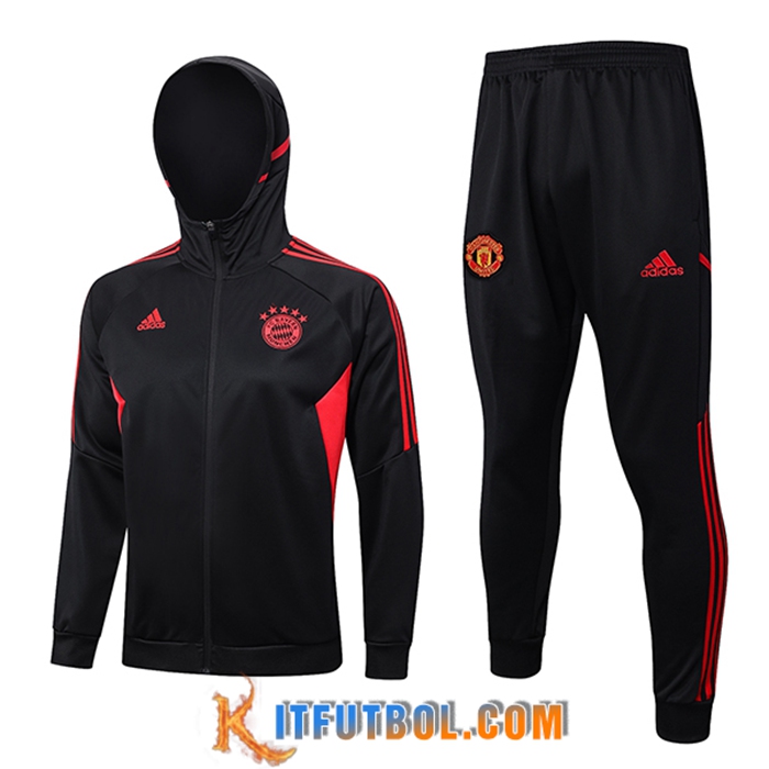 Chaqueta Con Capucha Chandal Rompevientos Chaqueta Bayern Munich Negro 2023/2024