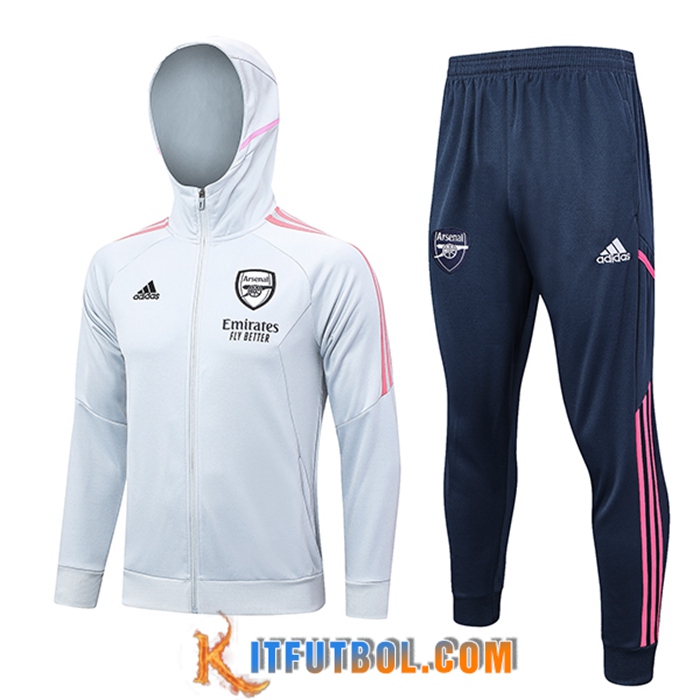 Chaqueta Con Capucha Chandal Rompevientos Chaqueta Arsenal Gris Claro 2023/2024