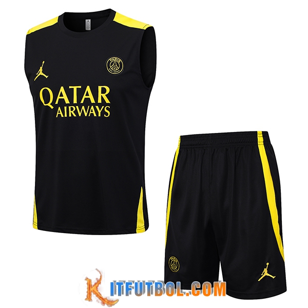 Camiseta Entrenamiento sin mangas + Cortos PSG Jordan Negro 2023/2024