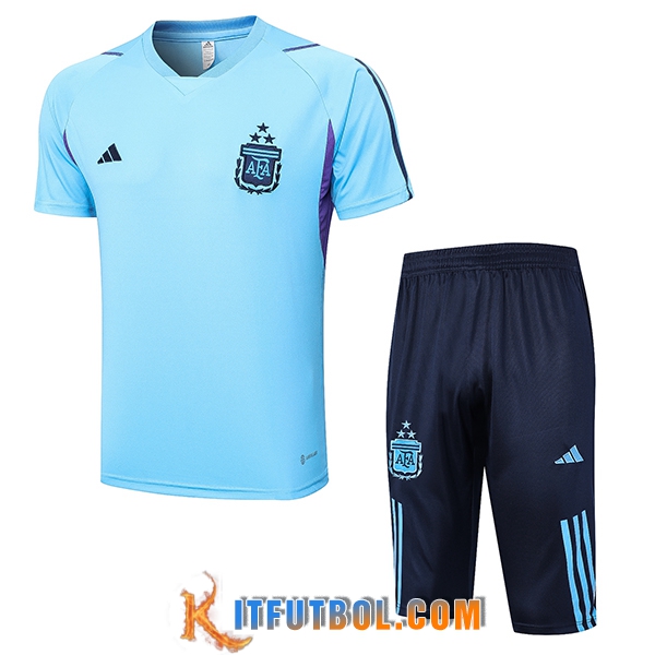 Camiseta Entrenamiento + Cortos Argentin Azul Claro 2023/2024
