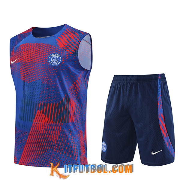 Camiseta Entrenamiento sin mangas + Cortos PSG Rojo/Azul 2023/2024