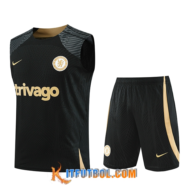 Camiseta Entrenamiento sin mangas + Cortos FC Chelsea Negro 2023/2024