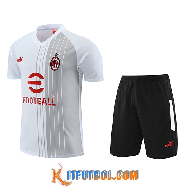 Camiseta Entrenamiento + Cortos AC Milan Blanco/Gris 2023/2024