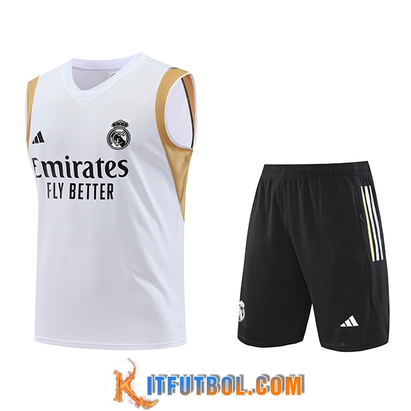 Camiseta Entrenamiento sin mangas+ Cortos Real Madrid Blanco 2023/2024
