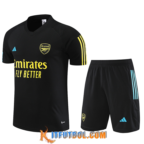 Camiseta Entrenamiento + Cortos Arsenal Negro 2023/2024