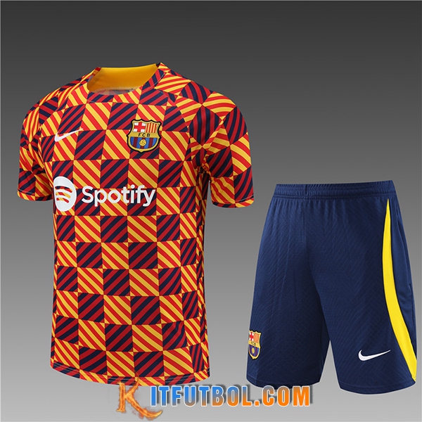 Camiseta Entrenamiento + Cortos Barcelone Ninos Amarillo 2023/2024