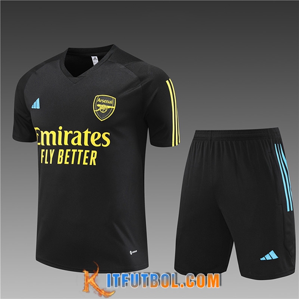 Camiseta Entrenamiento + Cortos Arsenal Ninos Negro 2023/2024