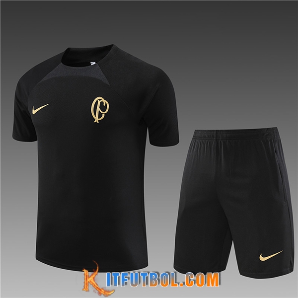 Camiseta Entrenamiento + Cortos Corinthians Ninos Negro 2023/2024