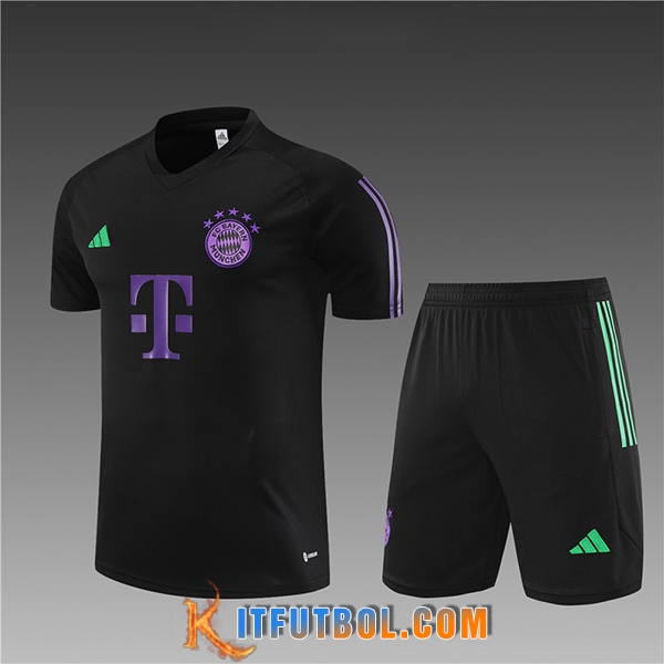 Camiseta Entrenamiento + Cortos Bayern Munich Ninos Negro 2023/2024