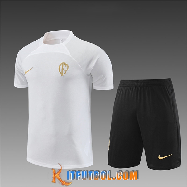 Camiseta Entrenamiento + Cortos Corinthiens Ninos Negro 2023/2024