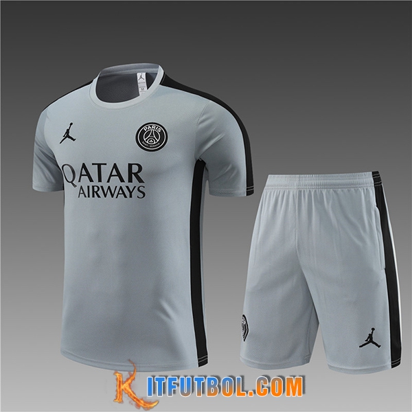 Camiseta Entrenamiento + Cortos Jordan PSG Ninos Gris 2023/2024