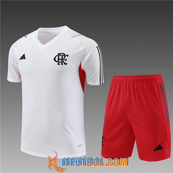 Camiseta Entrenamiento + Cortos Flamenco Ninos Blanco 2023/2024