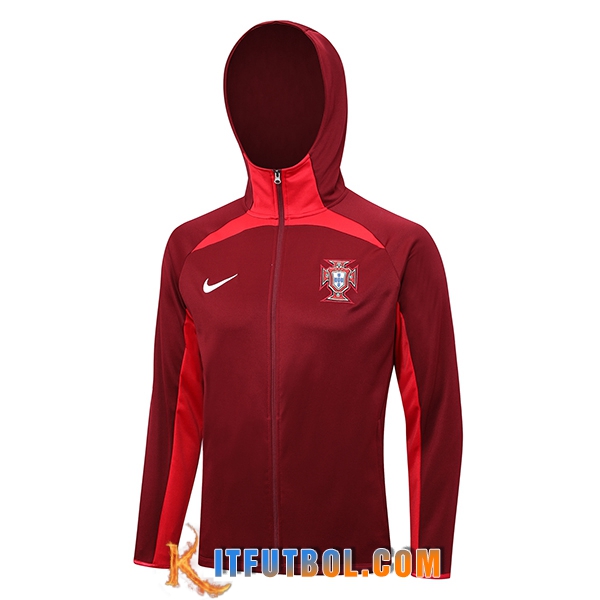 Chaqueta Con Capucha Portugal Rojo 2023/2024