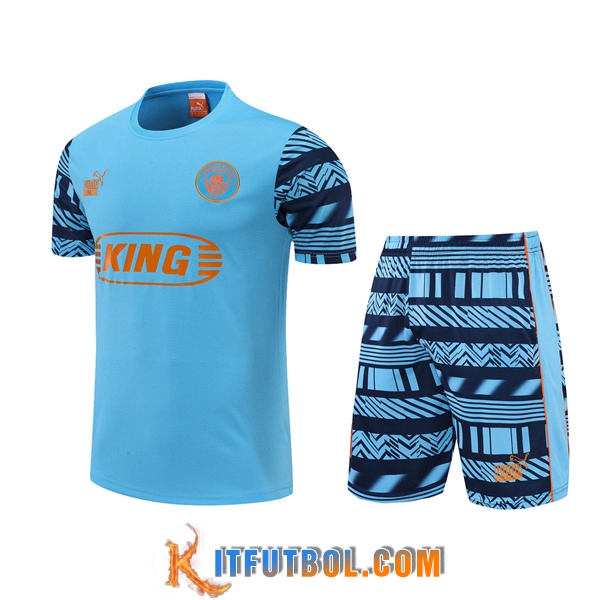 Camiseta Entrenamiento Manchester City + Cortos Azul 2022/2023