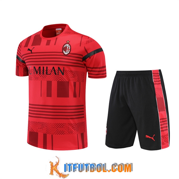 Camiseta Entrenamiento AC Milan + Cortos Rojo 2022/2023