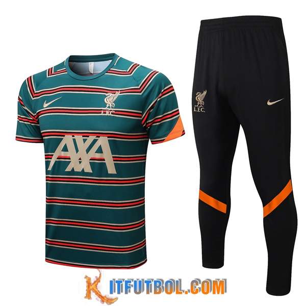 Camiseta Entrenamiento FC Liverpool + Pantalones Verde/Rojo 2022/2023