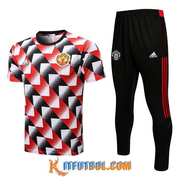 Camiseta Entrenamiento Manchester United + Pantalones Rojo/Negro 2022/2023