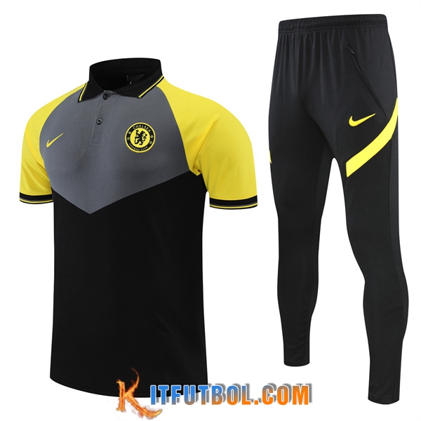 Camiseta Polo FC Chelsea Negro/Amarillo 2022/2023