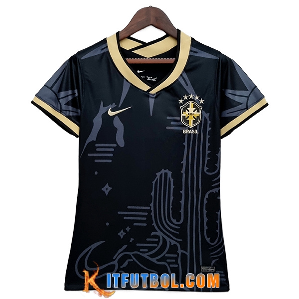 Camisetas De Futbol Brasil Mujer Negro 2022/2023